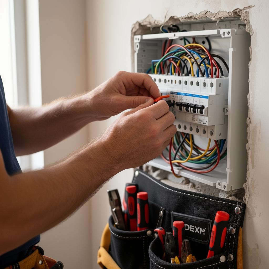 Electrician upgrading a residential electrical panel