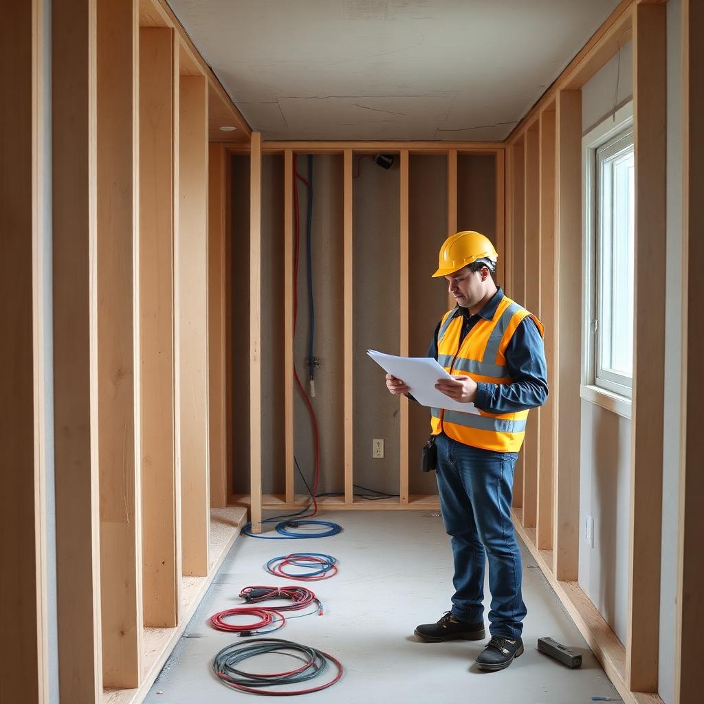 Electric Hero crew running new wiring during a Vancouver home renovation