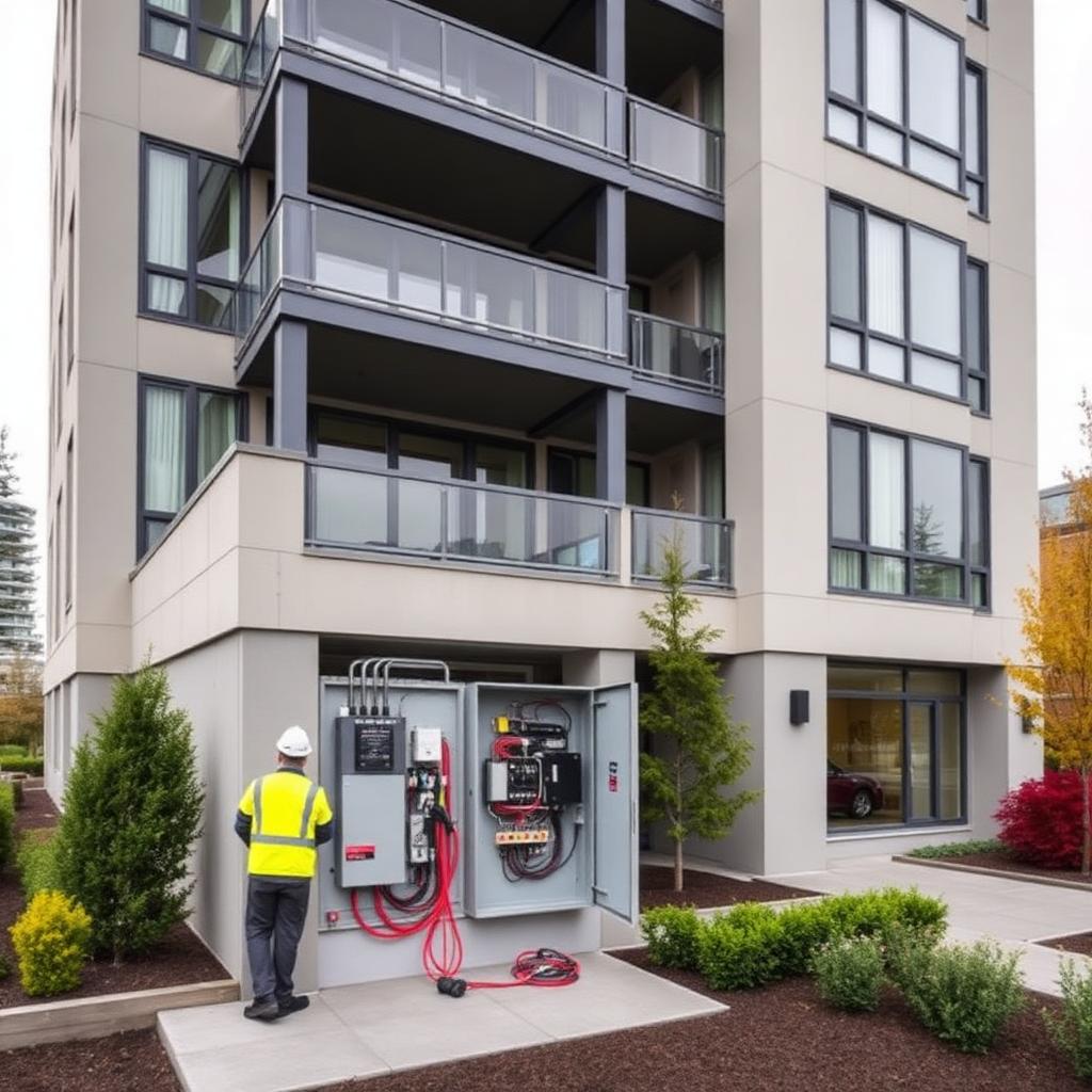 Electric Hero strata electrical crew working in a Vancouver condo parkade